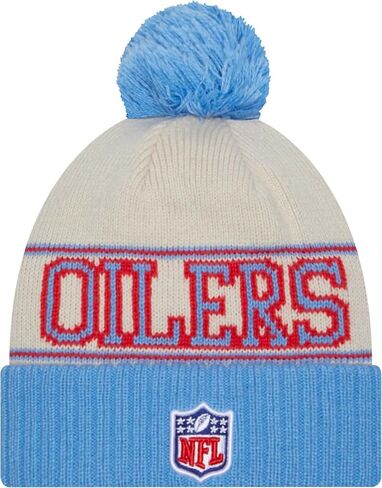 New Era 100% Authentic Oilers قبعة صغيرة متماسكة تاريخية 9Fifty Cap Hat (مقاس واحد يناسب معظم الأشخاص) (خط جانبي قبالة بينما أزرق فاتح) in Kuwait
