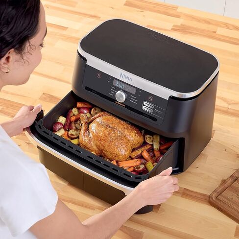 Ninja AD600CO Foodi 7-in-1 FlexBasket Air Fryer with 11-QT MegaZone & Basket Divider for Full Meals, Smart Finish Cook 2 Foods 2 Ways, Family Sized Capacity, Air Fry, Roast & More (Renewed) in Saudi Arabia