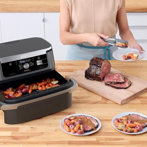 Ninja AD600CO Foodi 7-in-1 FlexBasket Air Fryer with 11-QT MegaZone & Basket Divider for Full Meals, Smart Finish Cook 2 Foods 2 Ways, Family Sized Capacity, Air Fry, Roast & More (Renewed) in Saudi Arabia