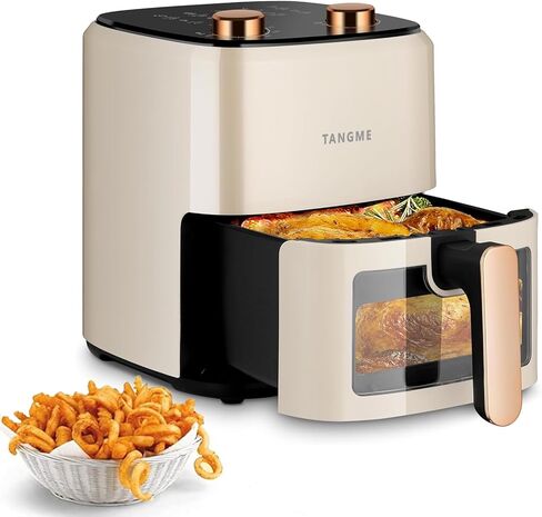 فرن مقلاة هوائية تانجمي، مقلاة هوائية بسعة 5.8 لتر مع نافذة عرض، فرن محمصة كهربائي للقلي بالهواء بقدرة 1350 وات للخبز والتحميص والتجفيف والإغلاق التلقائي وسلة آمنة للغسل في غسالة الأطباق in Kuwait