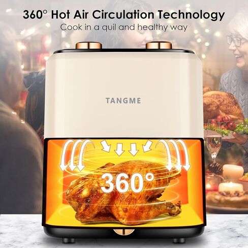 فرن مقلاة هوائية تانجمي، مقلاة هوائية بسعة 5.8 لتر مع نافذة عرض، فرن محمصة كهربائي للقلي بالهواء بقدرة 1350 وات للخبز والتحميص والتجفيف والإغلاق التلقائي وسلة آمنة للغسل في غسالة الأطباق in Kuwait