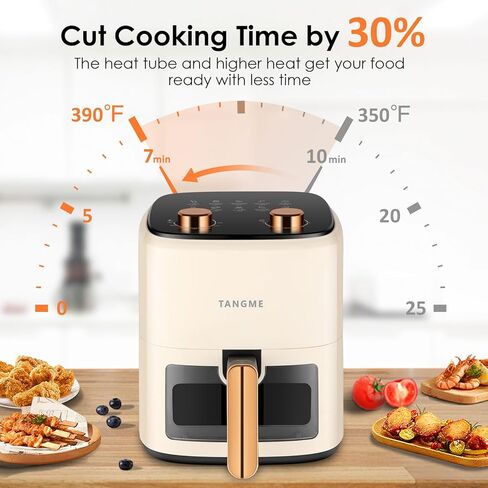 فرن مقلاة هوائية تانجمي، مقلاة هوائية بسعة 5.8 لتر مع نافذة عرض، فرن محمصة كهربائي للقلي بالهواء بقدرة 1350 وات للخبز والتحميص والتجفيف والإغلاق التلقائي وسلة آمنة للغسل في غسالة الأطباق in Kuwait
