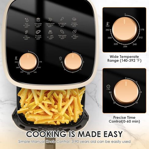 فرن مقلاة هوائية تانجمي، مقلاة هوائية بسعة 5.8 لتر مع نافذة عرض، فرن محمصة كهربائي للقلي بالهواء بقدرة 1350 وات للخبز والتحميص والتجفيف والإغلاق التلقائي وسلة آمنة للغسل في غسالة الأطباق in Kuwait