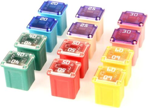 Gebildet 12pcs 12V-24V Automotive Low Profile Jcase Box Shaped Assorted Fuse for Trucks,Cars and SUV,Boat(20A/25A/30A/40A/50A/60A,Each 2pcs) in Kuwait