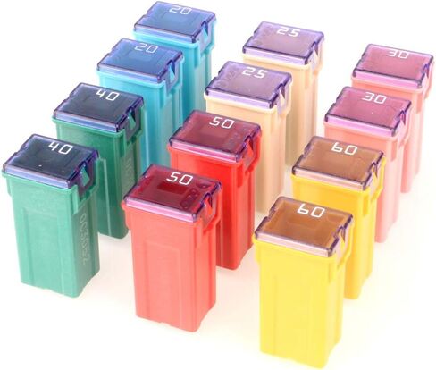 Gebildet 12pcs 12V-24V Automotive Low Profile Jcase Box Shaped Assorted Fuse for Trucks,Cars and SUV,Boat(20A/25A/30A/40A/50A/60A,Each 2pcs) in Kuwait