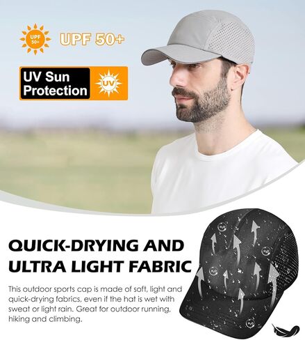 Cooling Breathable Mesh Sports Cap Lightweight Quick Dry Run Hat with Reflective Trim for Men Women Outdoor UPF 50+ Sun Hats in Saudi Arabia