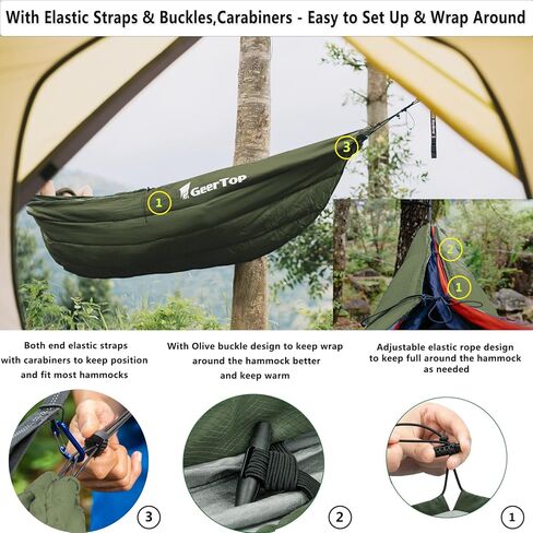 لحاف GEERTOP للأرجوحة والتخييم، أرجوحة محمولة خفيفة الوزن تحت اللحاف 4 فصول بطول كامل، بطانية دافئة للأماكن الخارجية وحقائب الظهر والسفر والشاطئ والفناء الخلفي in Kuwait