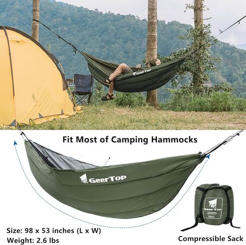 لحاف GEERTOP للأرجوحة والتخييم، أرجوحة محمولة خفيفة الوزن تحت اللحاف 4 فصول بطول كامل، بطانية دافئة للأماكن الخارجية وحقائب الظهر والسفر والشاطئ والفناء الخلفي in Kuwait