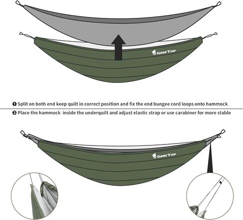 لحاف GEERTOP للأرجوحة والتخييم، أرجوحة محمولة خفيفة الوزن تحت اللحاف 4 فصول بطول كامل، بطانية دافئة للأماكن الخارجية وحقائب الظهر والسفر والشاطئ والفناء الخلفي in Kuwait