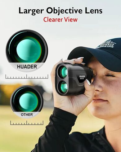 محدد نطاق الجولف HUADER مع مفتاح منحدر، جهاز تحديد نطاق الليزر بشاشة OLED باللون الأحمر/الأخضر مع دقة عالية، شريط مغناطيسي، اهتزاز قفل سارية العلم، قابل لإعادة الشحن، مكتشف نطاق 1093 ياردة للصيد in Kuwait
