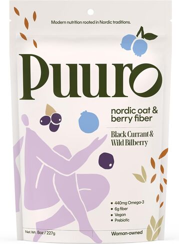 Puuro Prebiotic Fiber Powder with Real Berries Oat Fiber and Ground Flax for Gut Health & Constipation Relief - Soluble & Insoluble Fiber from Whole Foods - 6g of Fiber - 8oz 14 Servings in Saudi Arabia