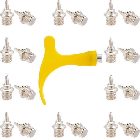 GORGECRAFT 50Pcs 1/4 Inch Track Spikes Hard Steel Track Replacement Pyramid Spikes for Sports Track Shoes with Spike Wrench for Long Jump Track and Field Sprinting or Cross Country Outdoor(Black) in Saudi Arabia