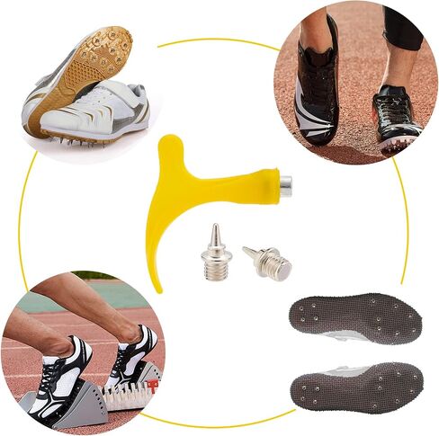 GORGECRAFT 50Pcs 1/4 Inch Track Spikes Hard Steel Track Replacement Pyramid Spikes for Sports Track Shoes with Spike Wrench for Long Jump Track and Field Sprinting or Cross Country Outdoor(Black) in Saudi Arabia