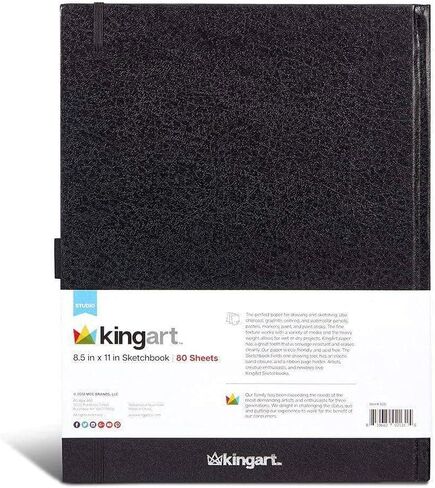KINGART 625 Black Hardcover 8.5" x 11" Sketchbook Journal, Perfect Bound, for Wet & Dry Media, 160 Pages / 80 Sheets in Saudi Arabia