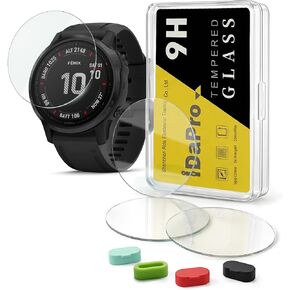 [4 Pack] Screen Protector for Garmin fenix 6S / 6S Pro / 6S Sapphire GPS 42mm Watch + Silicone Anti-dust Plugs Tempered Glass Anti-Scratch Bubble-Free in Saudi Arabia