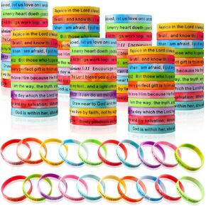 120 Pieces Bible Verses Bracelets Motivational Quote Rubber Wristbands Religious Silicone Bracelet Inspirational Silicone Wristbands Stretch Unisex Wristbands for Men Women Teens Party (Classic Color) in Saudi Arabia