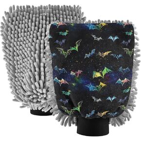 AIXIWAWA Car Wash Mitt Washing Glove Colorful Bats Halloween Print Scratch Free Water Absorbent 2 Pack Large in Kuwait