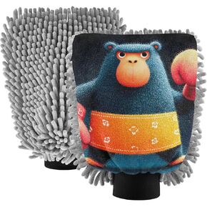 AIXIWAWA Bear Boxing Print Car Wash Mitt Washing Glove Scratch Free Water Absorbent 2 Pack Large in Saudi Arabia