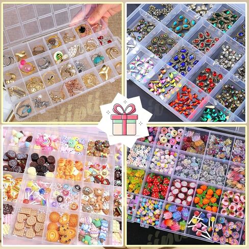 2Pcs 28-Grid Clear Plastic Organizer Box Fixed Compartment Storage Container for Rhinestones Beads, Earrings Art DIY Craft Jewelry, Small Parts, Small Items (8.8.5"*5.1"*0.6") in Saudi Arabia
