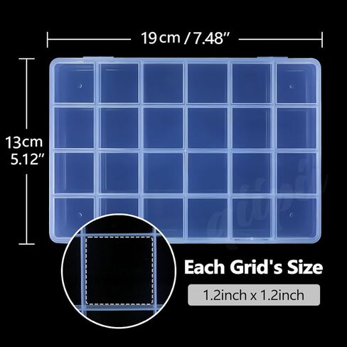 2Pcs 28-Grid Clear Plastic Organizer Box Fixed Compartment Storage Container for Rhinestones Beads, Earrings Art DIY Craft Jewelry, Small Parts, Small Items (8.8.5"*5.1"*0.6") in Saudi Arabia