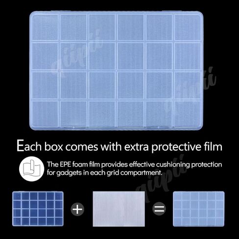 2Pcs 28-Grid Clear Plastic Organizer Box Fixed Compartment Storage Container for Rhinestones Beads, Earrings Art DIY Craft Jewelry, Small Parts, Small Items (8.8.5"*5.1"*0.6") in Saudi Arabia