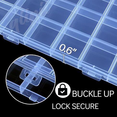 2Pcs 28-Grid Clear Plastic Organizer Box Fixed Compartment Storage Container for Rhinestones Beads, Earrings Art DIY Craft Jewelry, Small Parts, Small Items (8.8.5"*5.1"*0.6") in Saudi Arabia