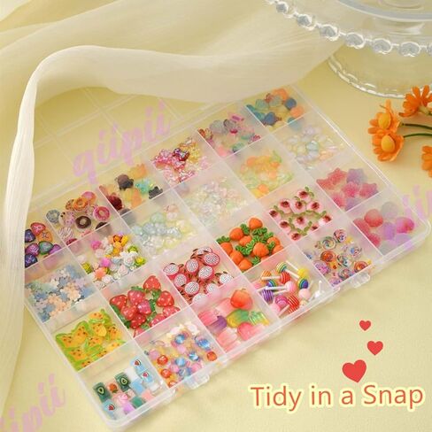 2Pcs 28-Grid Clear Plastic Organizer Box Fixed Compartment Storage Container for Rhinestones Beads, Earrings Art DIY Craft Jewelry, Small Parts, Small Items (8.8.5"*5.1"*0.6") in Saudi Arabia