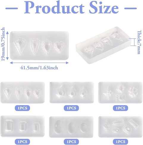 16 Pcs Silicone Clay Mold Modelling Tools Bread Donut Chocolate Heart Star Polymer Clay Modeling Molds Resin Casting Mould for Earring Hairpin Jewelry Making Home Decoration in Saudi Arabia