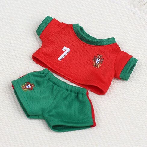 Fit Labubu Doll Football Outfit Set (No Doll) – Macaron Color Soccer Jersey and Shorts for Dolls, Soft & Stylish Doll Clothing for Collectors and Fans (Red&Green) in Saudi Arabia