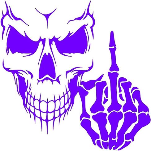 Skeleton with Middle Finger Vinyl Decal Sticker Car Window Wall Design Skull Crossbones (Height: 5", Blue) in Saudi Arabia