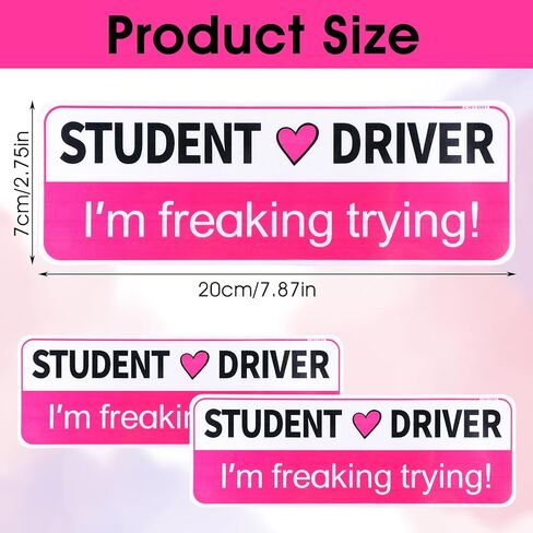2Pcs Student Driver Magnet for Car, Removable Student Driver Sticker Magnet with Reflective Surface Reflection Magnetic Bumper Stickers New Driver Safety Attention Sign for Car Decorations in Saudi Arabia