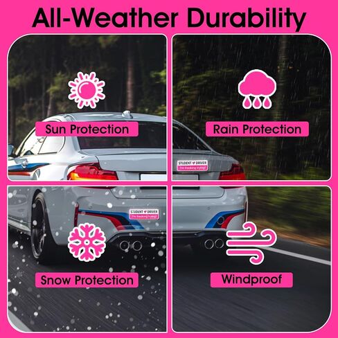 2Pcs Student Driver Magnet for Car, Removable Student Driver Sticker Magnet with Reflective Surface Reflection Magnetic Bumper Stickers New Driver Safety Attention Sign for Car Decorations in Saudi Arabia