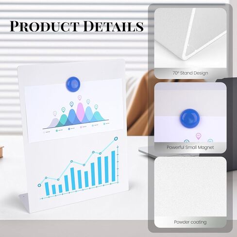 2 Pack Magnetic Board,Magnet Board,Metal Magnetic Bulletin Board,Magnet Display Stand for Home, School, Kitchen, Office (White) in Saudi Arabia