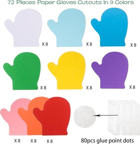 72 Pcs Mitten Cutouts - Assorted Color Paper Mitten Die Cuts for Christmas Winter Celebrations Decor, DIY Craft Supplies, 6x6 inches in Saudi Arabia