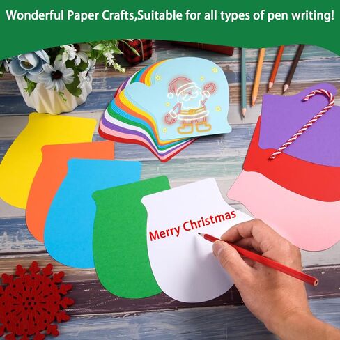 72 Pcs Mitten Cutouts - Assorted Color Paper Mitten Die Cuts for Christmas Winter Celebrations Decor, DIY Craft Supplies, 6x6 inches in Saudi Arabia