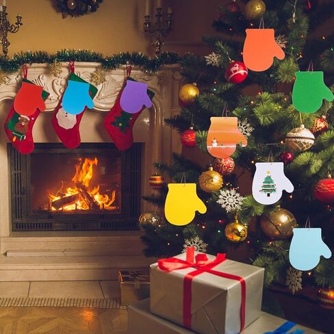 72 Pcs Mitten Cutouts - Assorted Color Paper Mitten Die Cuts for Christmas Winter Celebrations Decor, DIY Craft Supplies, 6x6 inches in Saudi Arabia
