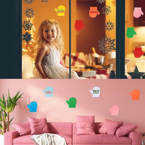 72 Pcs Mitten Cutouts - Assorted Color Paper Mitten Die Cuts for Christmas Winter Celebrations Decor, DIY Craft Supplies, 6x6 inches in Saudi Arabia