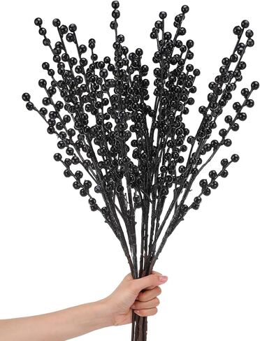 WILLBOND Artificial Red Berry Stems 21.6 Inch Christmas Red Berries Holly Berry Branches for Christmas Tree New Year Decor DIY Craft (8, Simple Style) in Saudi Arabia