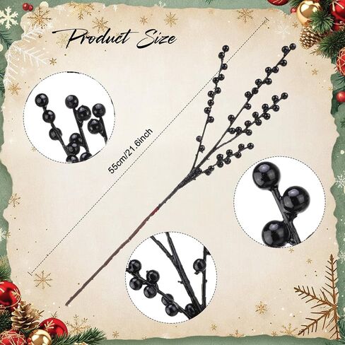 WILLBOND Artificial Red Berry Stems 21.6 Inch Christmas Red Berries Holly Berry Branches for Christmas Tree New Year Decor DIY Craft (8, Simple Style) in Saudi Arabia