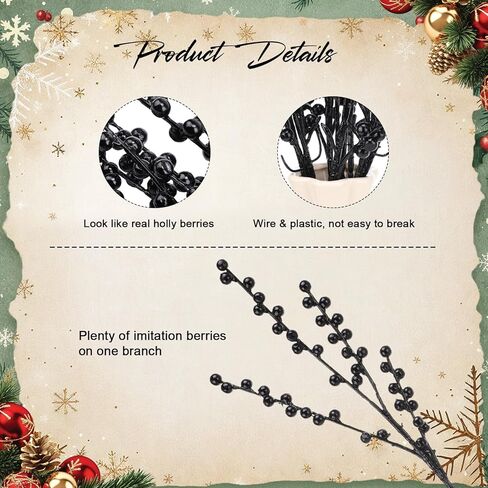 WILLBOND Artificial Red Berry Stems 21.6 Inch Christmas Red Berries Holly Berry Branches for Christmas Tree New Year Decor DIY Craft (8, Simple Style) in Saudi Arabia