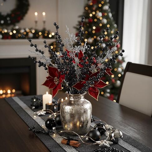 WILLBOND Artificial Red Berry Stems 21.6 Inch Christmas Red Berries Holly Berry Branches for Christmas Tree New Year Decor DIY Craft (8, Simple Style) in Saudi Arabia