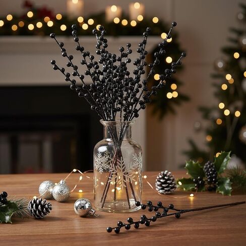 WILLBOND Artificial Red Berry Stems 21.6 Inch Christmas Red Berries Holly Berry Branches for Christmas Tree New Year Decor DIY Craft (8, Simple Style) in Saudi Arabia