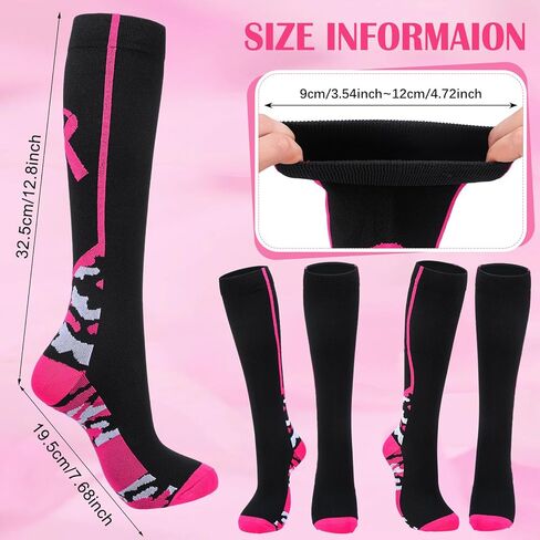 12 Pairs Breast Cancer Awareness Socks Football Pink Ribbon Calf Socks Sport Softball Soccer Football Soccer Athletic Digital Camo Pattern Crew Socks for Women Men in Kuwait