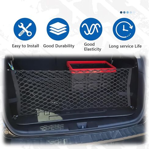 ملحقات خارجية لشبكة الحمولة الخلفية للسيارة، شبكة تنظيم تخزين حمولة السيارة المرنة القابلة للتعديل، شبكة نايلون مزدوجة الطبقة مع خطافات متوافقة مع السيارات والشاحنات وسيارات الدفع الرباعي (35.4 بوصة × 15.7 بوصة) in Kuwait