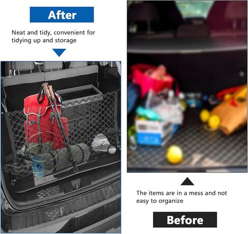 ملحقات خارجية لشبكة الحمولة الخلفية للسيارة، شبكة تنظيم تخزين حمولة السيارة المرنة القابلة للتعديل، شبكة نايلون مزدوجة الطبقة مع خطافات متوافقة مع السيارات والشاحنات وسيارات الدفع الرباعي (35.4 بوصة × 15.7 بوصة) in Kuwait