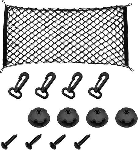 ملحقات خارجية لشبكة الحمولة الخلفية للسيارة، شبكة تنظيم تخزين حمولة السيارة المرنة القابلة للتعديل، شبكة نايلون مزدوجة الطبقة مع خطافات متوافقة مع السيارات والشاحنات وسيارات الدفع الرباعي (35.4 بوصة × 15.7 بوصة) in Kuwait