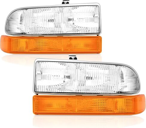 Headlights Assembly compatible with1998-2004 Chevy S10,1998-2005 Chevy Blazer Headlamp w/Bumper Lights 4Pcs, Factory Style in Saudi Arabia