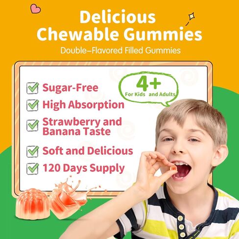 Magnesium Gummies for Kids - Magnesium Glycinate, L-Threonate Supplement with L-Theanine, Vitamin B6, D3 for Adults & Kids, Calm Magnesium for Sleep, Relaxation, Brain, Bones, Sugar Free Orange 60ct in Kuwait