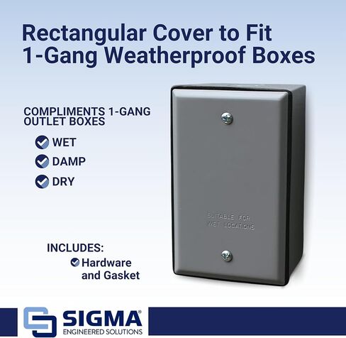 Sigma Engineered Solutions, Gray 14240 1-Gang Rectangular Stamped Weatherproof Cover, 1 Count (Pack of 1) in Saudi Arabia