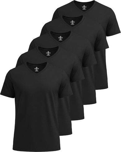 Real Essentials 5 Pack: Men’s V-Neck Dry-Fit Moisture Wicking Active Athletic Tech Performance T-Shirt in Kuwait